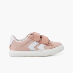 Side stripes Trainers with split suede fastening Pink