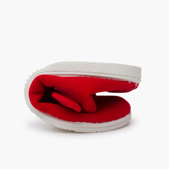 Canvas T-bar shoes thin sole riptape Red