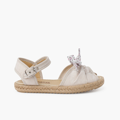 Liberty bow espadrilles with buckle closure Beige