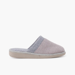 Towel house clogs with polka dots Grey