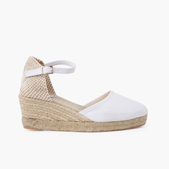 Women's wedge espadrilles with buckle White