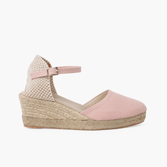 Women's wedge espadrilles with buckle Blush pink
