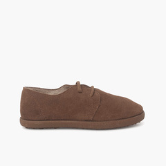 Suede lace up bluchers with caramel sole Camel