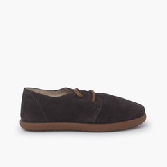 Suede lace up bluchers with caramel sole Dark grey