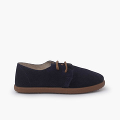 Suede lace up bluchers with caramel sole Navy Blue
