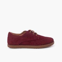 Suede oxford shoes with caramel sole Burgundy