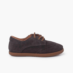 Suede oxford shoes with caramel sole Dark grey