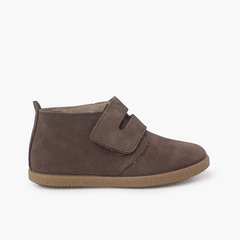 Suede Booties Wide Adherent Strip Taupe