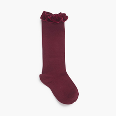 Velvet Ruffled Socks Maroon