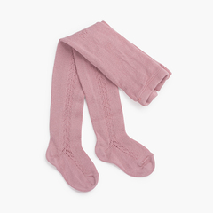 Side crochet warm cotton tights Pale Pink