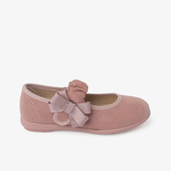 Ruffled ribbon Mary Janes with bow Pink