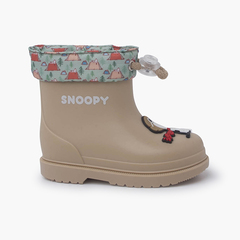 Snoopy Water Boots Adjustable collar Beige