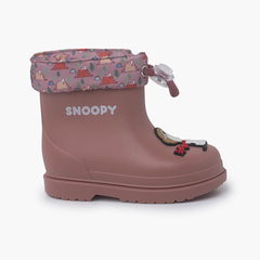 Snoopy Water Boots Adjustable collar Pink