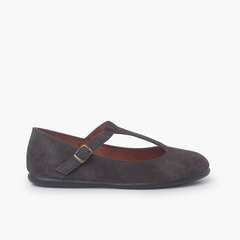 Mary Janes in suede T-Shape Grey