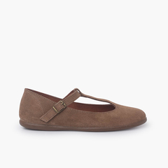 Mary Janes in suede T-Shape Taupe