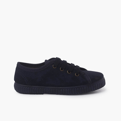 Recycled Polyester Lace-up Trainers Navy Blue