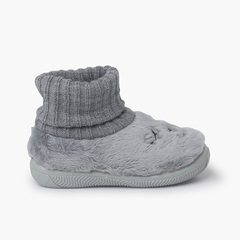 Sock slippers furry Teddy Grey