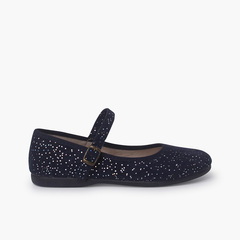 Glittered Mary Janes with buckle fastening Navy Blue