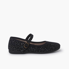 Glittered Mary Janes with buckle fastening Black