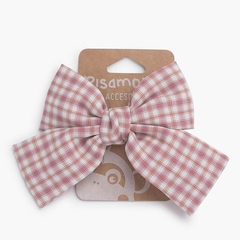 Hair clip with plaid bow La France Pink