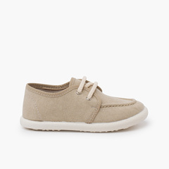 Canvas Organic Boat Shoes White Sole Sand