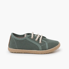 Canvas lace-up trainers espadrille style Verde Eucalipto