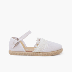 Ceremony espadrilles with lace White