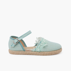 Ceremony espadrilles with lace Mint Green