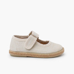 Ecological cotton Mary Janes with jute sole Off-White