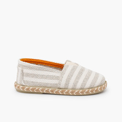 Camping-style striped espadrilles elastic band Off-White