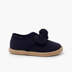 Jute sole bow trainers Navy Blue