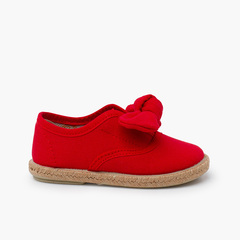 Jute sole bow trainers Red