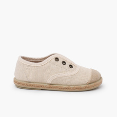 Linen trainers without laces jute toecap Off-White
