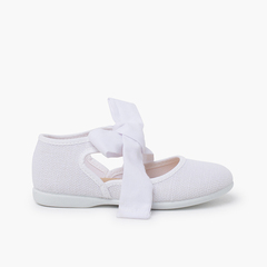 Low-cut Mary Janes wide bow White