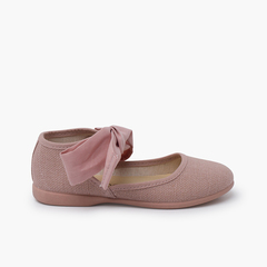 Low-cut Mary Janes wide bow Old Rose