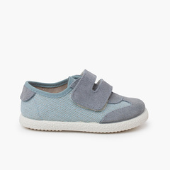 Linen and suede trainers wide adherent fastenings Blue