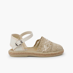 Embroidered espadrilles with buckle Natural