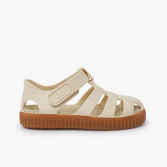 Jelly sandals caramel sole trainers style ivory