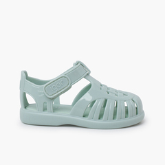 Glossy Jelly Sandals Adhesive Strap Mint