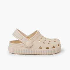 Rubber Clogs Trainers Type Coloured Sole  ivory