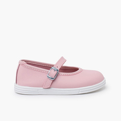 Washable leather buckle Mary Janes Pink