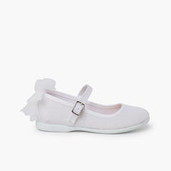 Ceremony Mary Janes with tulle back bow White