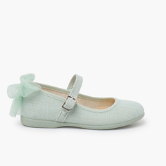 Ceremony Mary Janes with tulle back bow Mint