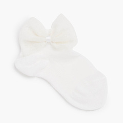 Ankle socks with tulle bow Cream