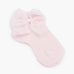 Ankle socks with tulle bow Pink