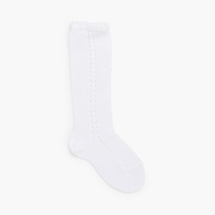 Lateral openwork perlé socks White
