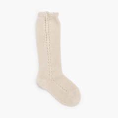 Lateral openwork perlé socks Linen