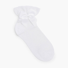 Ceremony socks with tulle cuffs and bow White