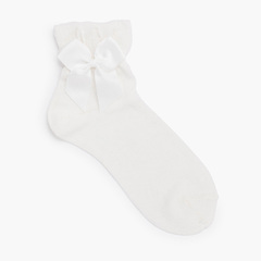 Ceremony socks with tulle cuffs and bow Cream