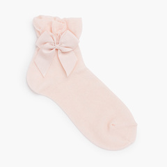 Ceremony socks with tulle cuffs and bow Nude